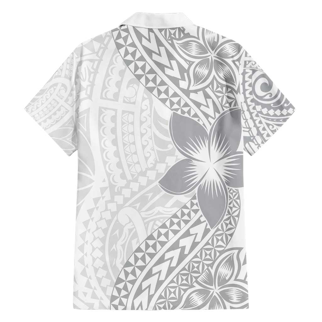 Lotu Tamaiti White Sunday Family Matching Tank Maxi Dress and Hawaiian Shirt Pacific Plumeria Flowers - White Version