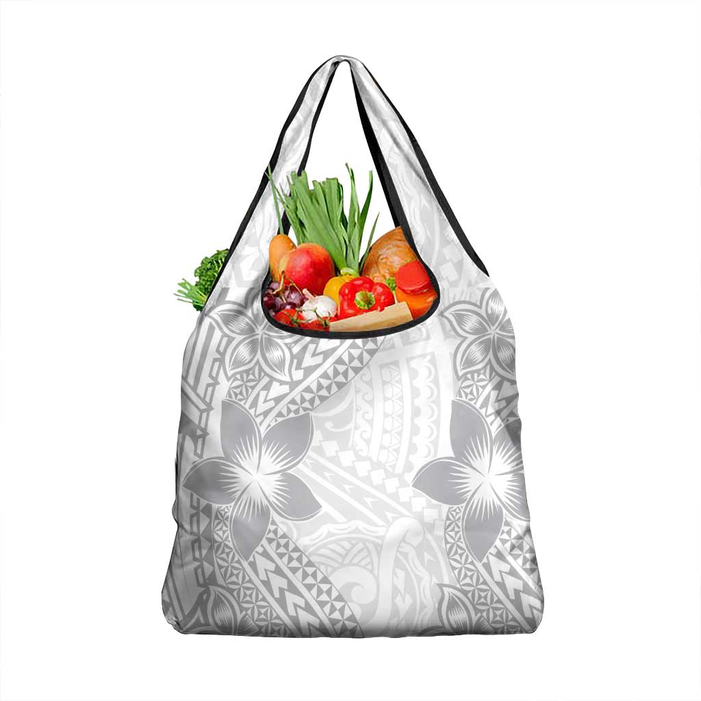 Lotu Tamaiti White Sunday Grocery Bag Pacific Plumeria Flowers - White Version