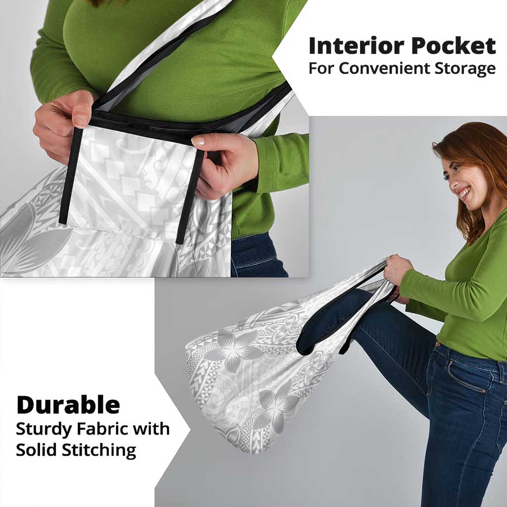 Lotu Tamaiti White Sunday Grocery Bag Pacific Plumeria Flowers - White Version