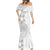 Lotu Tamaiti White Sunday Mermaid Dress Pacific Plumeria Flowers - White Version