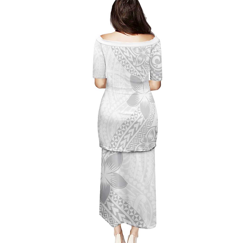 Lotu Tamaiti White Sunday Puletasi Pacific Plumeria Flowers - White Version