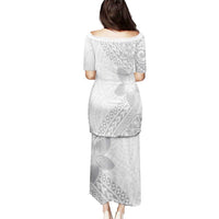 Lotu Tamaiti White Sunday Puletasi Pacific Plumeria Flowers - White Version