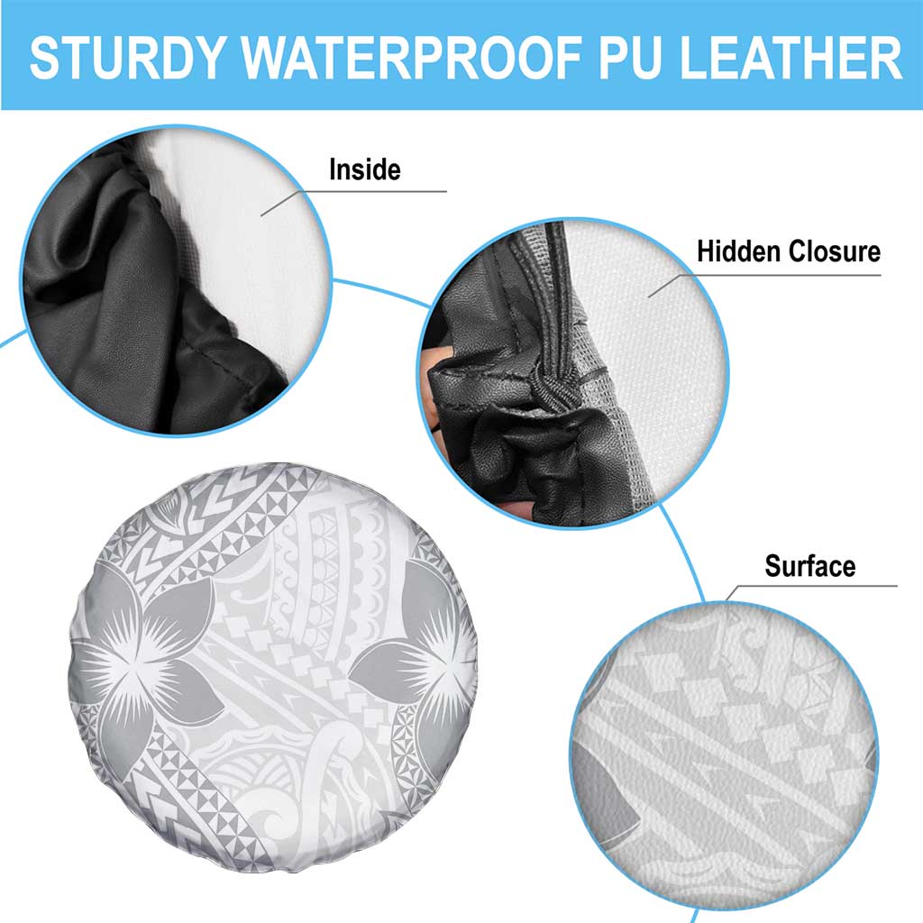 Lotu Tamaiti White Sunday Spare Tire Cover Pacific Plumeria Flowers - White Version