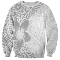 Lotu Tamaiti White Sunday Sweatshirt Pacific Plumeria Flowers - White Version