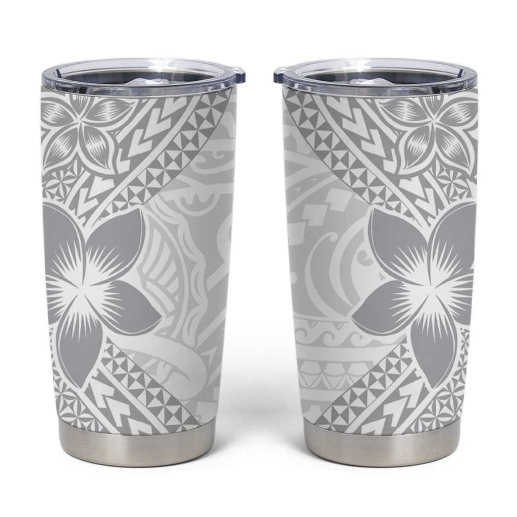 Lotu Tamaiti White Sunday Tumbler Cup Pacific Plumeria Flowers - White Version