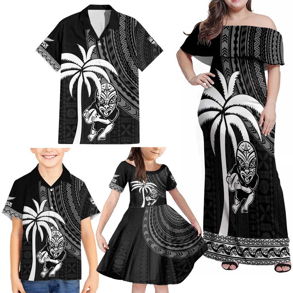 Custom Fiji New Zealand Rugby Family Matching Off Shoulder Maxi Dress and Hawaiian Shirt Make History Together