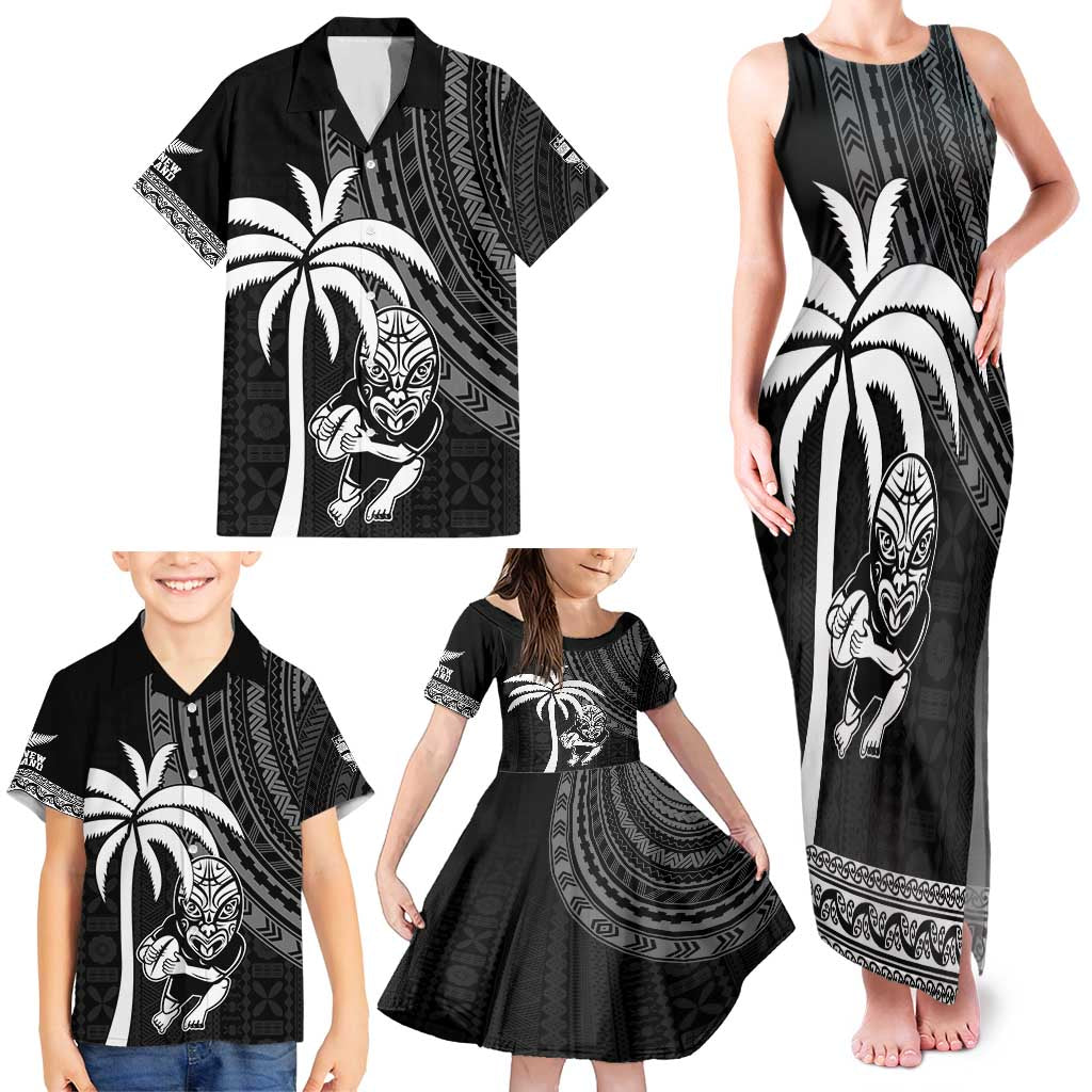 Custom Fiji New Zealand Rugby Family Matching Tank Maxi Dress and Hawaiian Shirt Make History Together