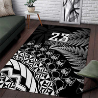 Custom Fiji New Zealand Rugby Area Rug Cibi Dance with Black Fern
