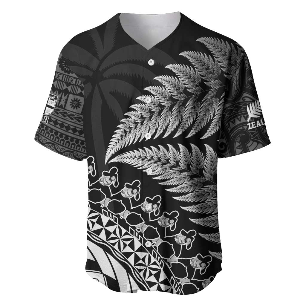 Custom Fiji New Zealand Rugby Baseball Jersey Cibi Dance with Black Fern