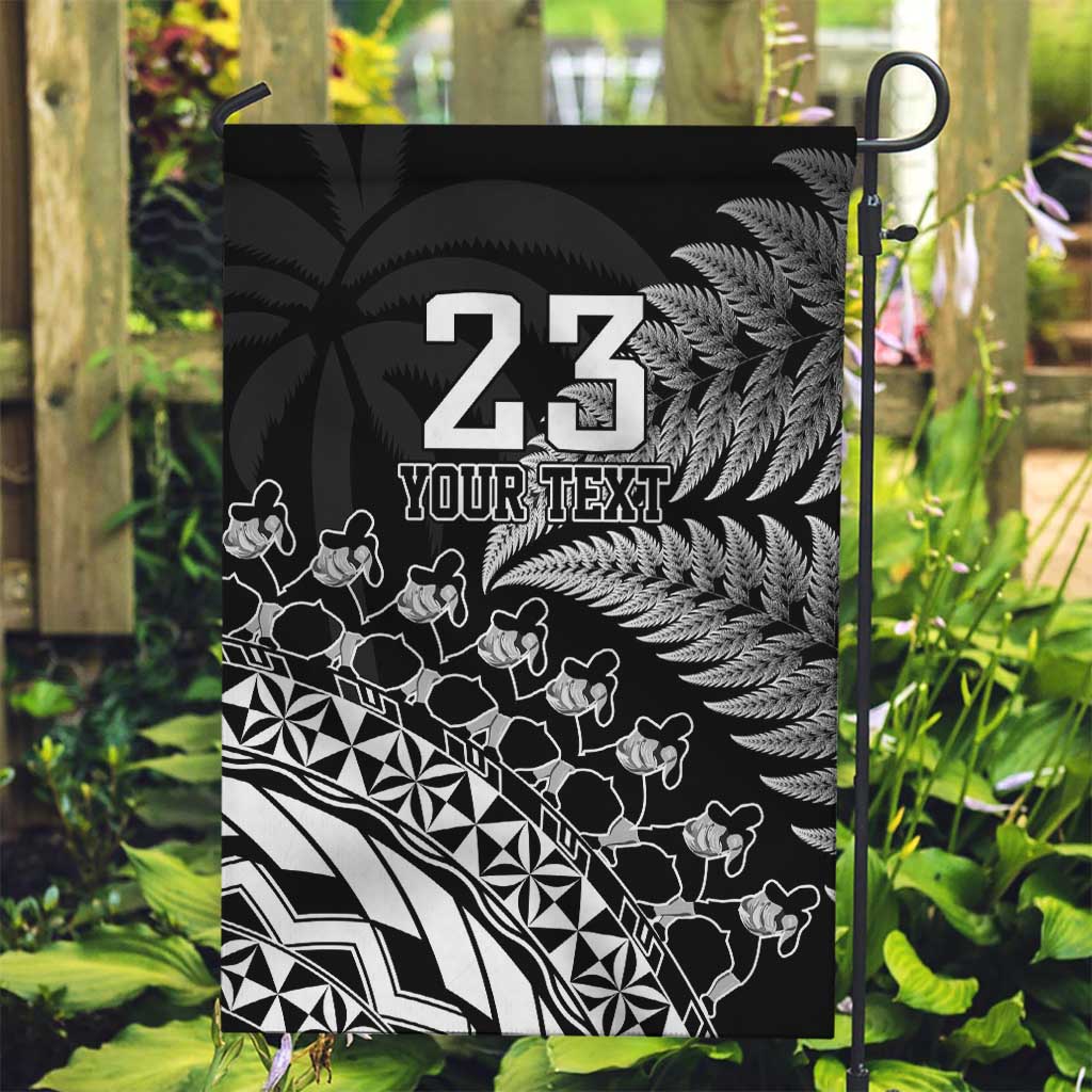 Custom Fiji New Zealand Rugby Garden Flag Cibi Dance with Black Fern