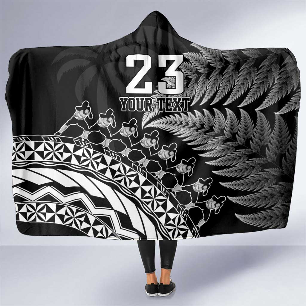 Custom Fiji New Zealand Rugby Hooded Blanket Cibi Dance with Black Fern