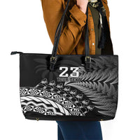 Custom Fiji New Zealand Rugby Leather Tote Bag Cibi Dance with Black Fern