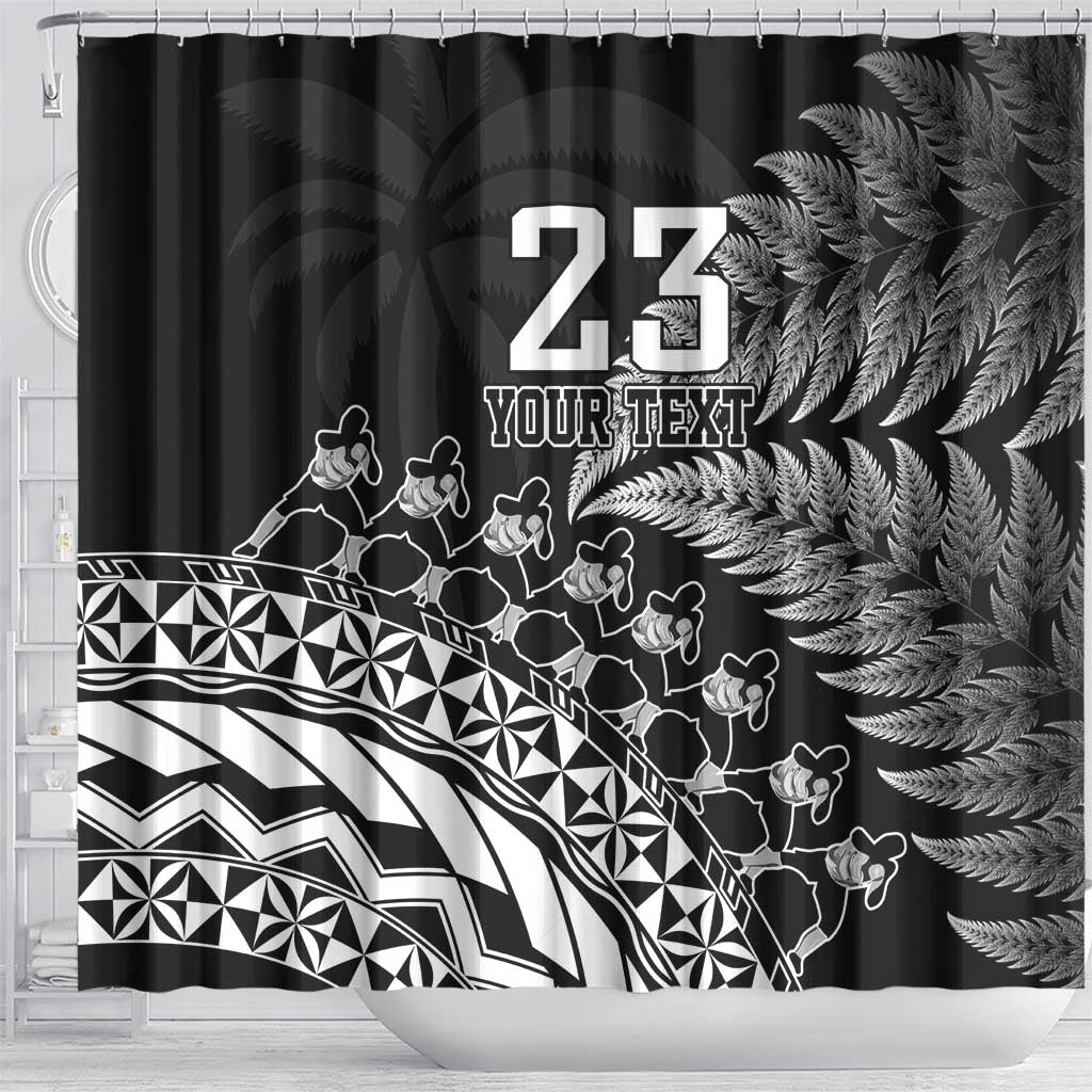 Custom Fiji New Zealand Rugby Shower Curtain Cibi Dance with Black Fern
