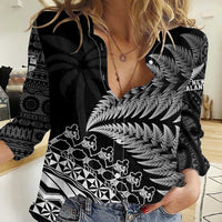 Custom Fiji New Zealand Rugby Women Casual Shirt Cibi Dance with Black Fern