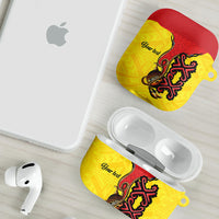 Personalised Papua New Guinea Oro Necklace AirPods Case Gold Melanesia Traditional Pattern