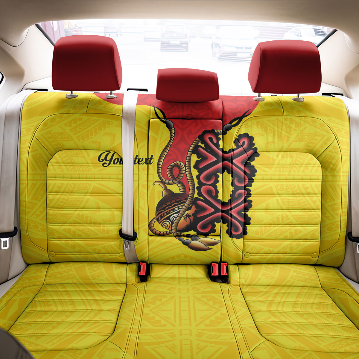 Personalised Papua New Guinea Oro Necklace Back Car Seat Cover Gold Melanesia Traditional Pattern