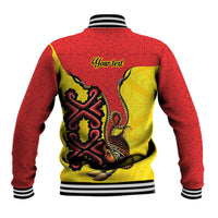 Personalised Papua New Guinea Oro Necklace Baseball Jacket Gold Melanesia Traditional Pattern