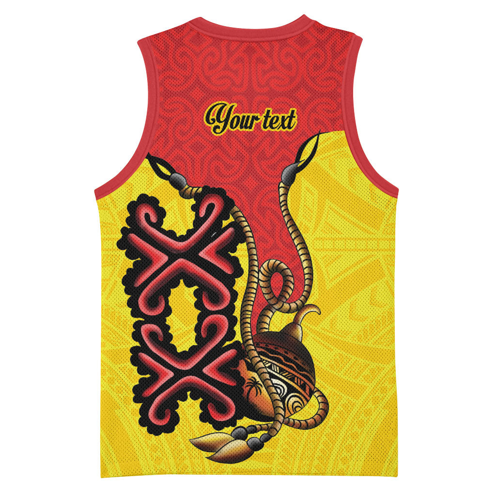 Personalised Papua New Guinea Oro Necklace Basketball Jersey Gold Melanesia Traditional Pattern