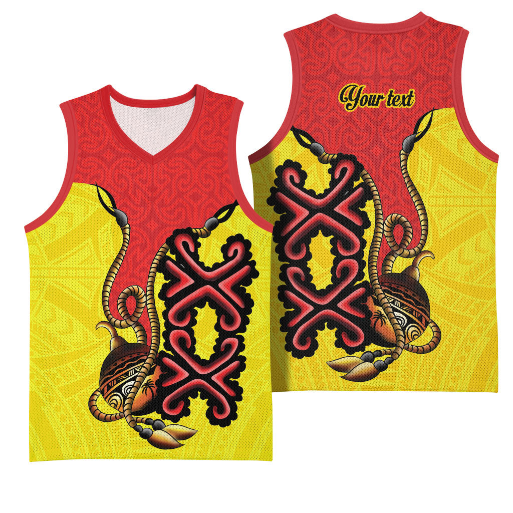 Personalised Papua New Guinea Oro Necklace Basketball Jersey Gold Melanesia Traditional Pattern