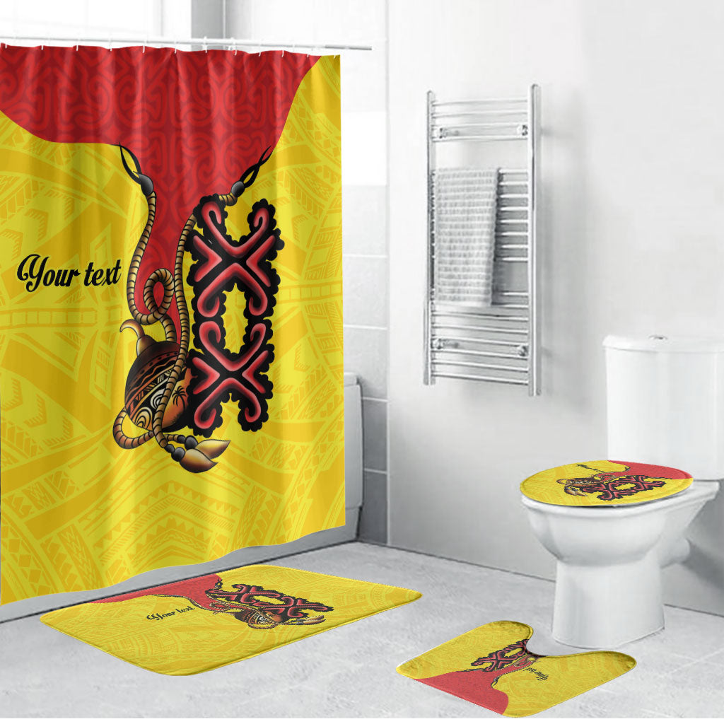 Personalised Papua New Guinea Oro Necklace Bathroom Set Gold Melanesia Traditional Pattern