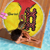 Personalised Papua New Guinea Oro Necklace Beach Blanket Gold Melanesia Traditional Pattern