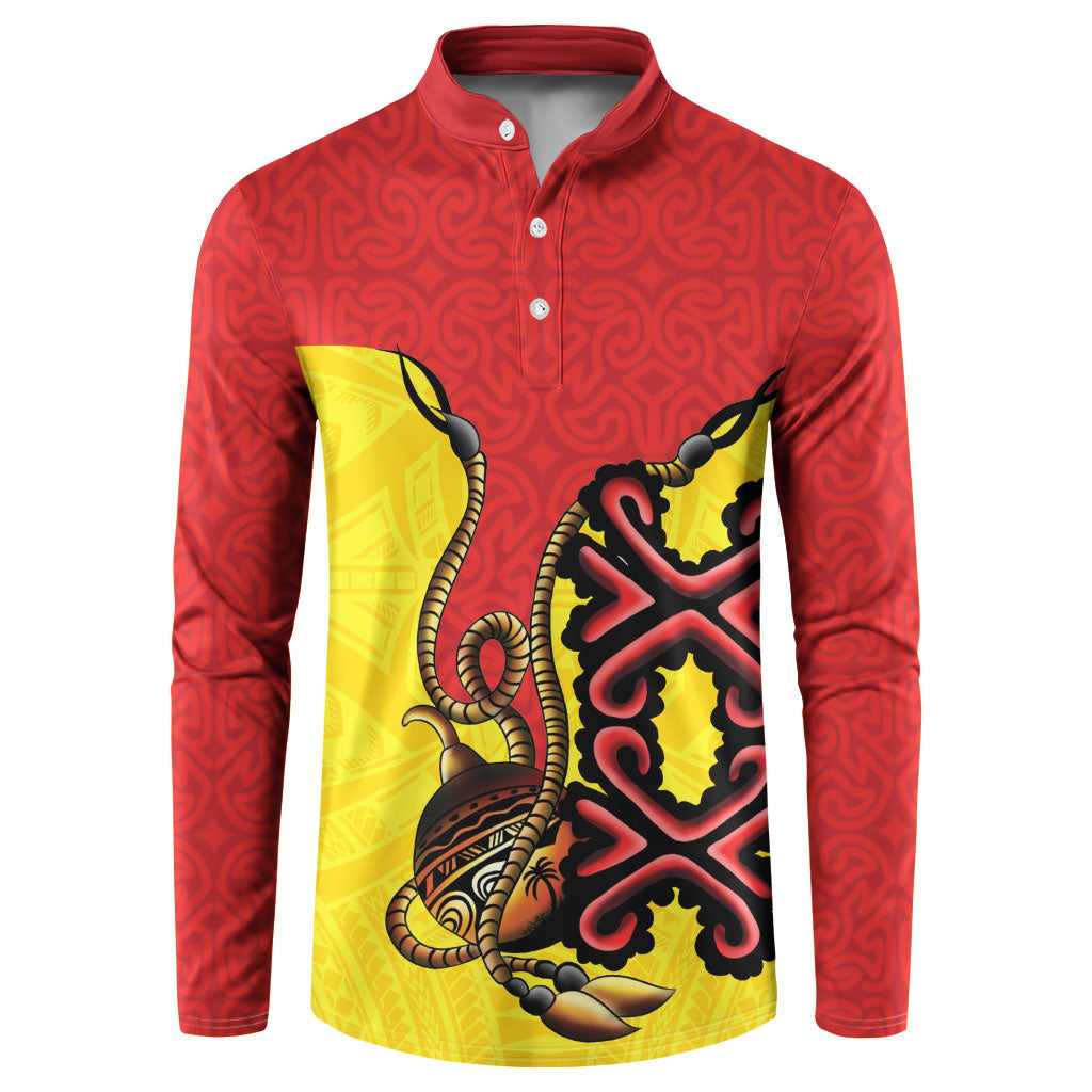 Personalised Papua New Guinea Oro Necklace Button Sweatshirt Gold Melanesia Traditional Pattern