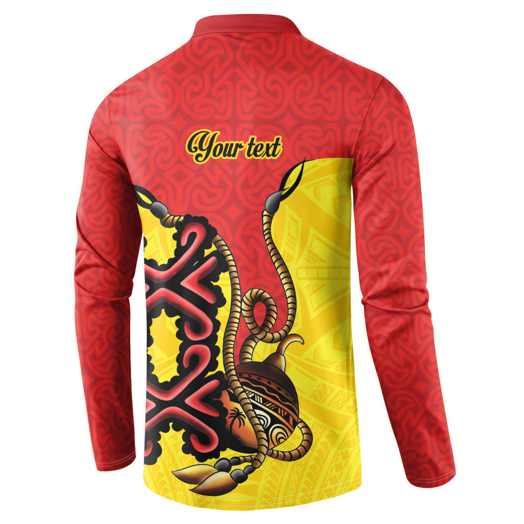 Personalised Papua New Guinea Oro Necklace Button Sweatshirt Gold Melanesia Traditional Pattern