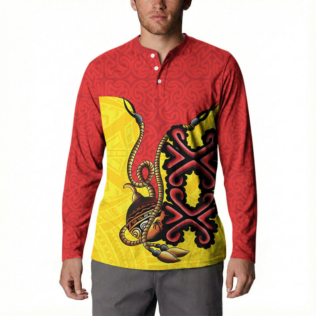 Personalised Papua New Guinea Oro Necklace Button Sweatshirt Gold Melanesia Traditional Pattern