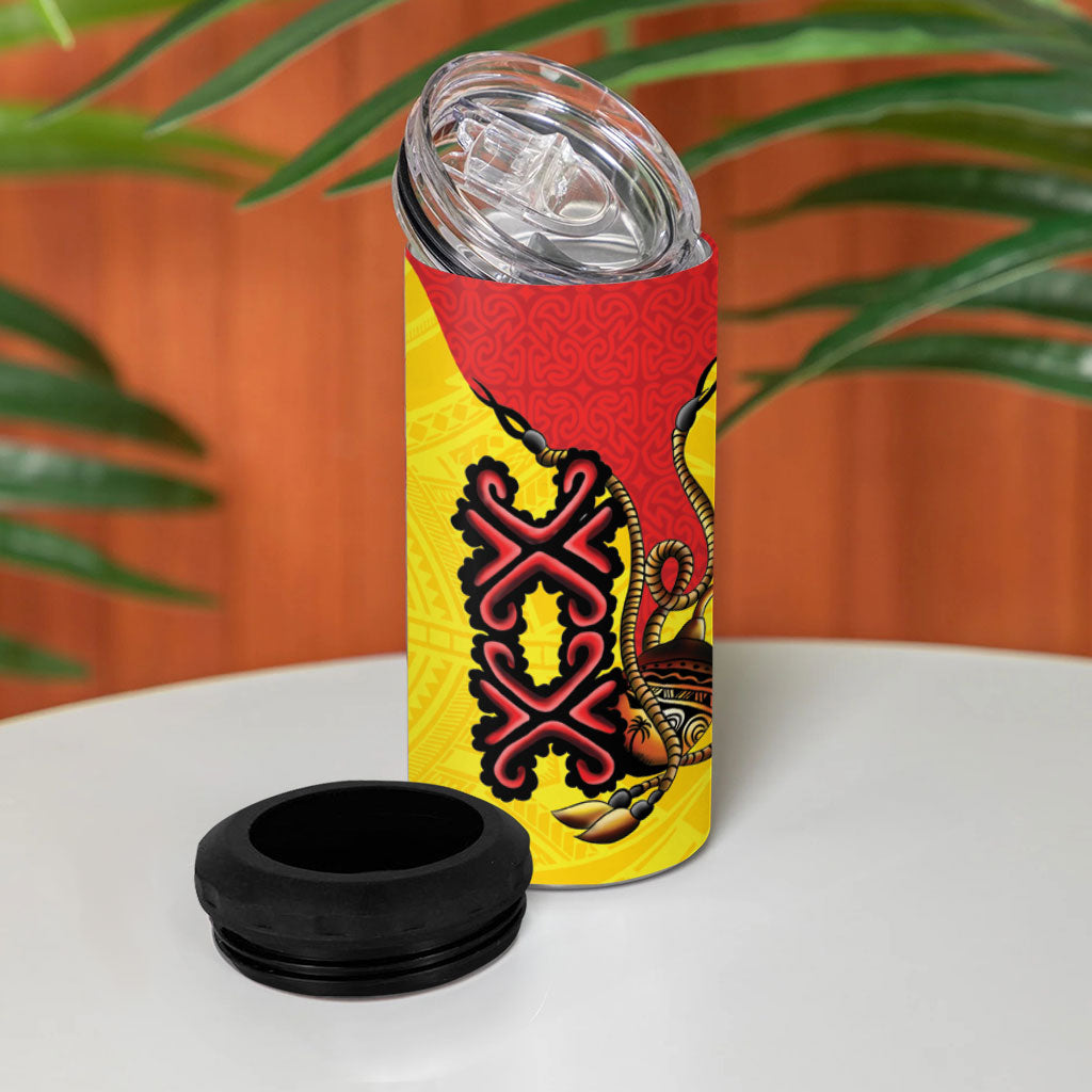 Personalised Papua New Guinea Oro Necklace 4 in 1 Can Cooler Tumbler Gold Melanesia Traditional Pattern
