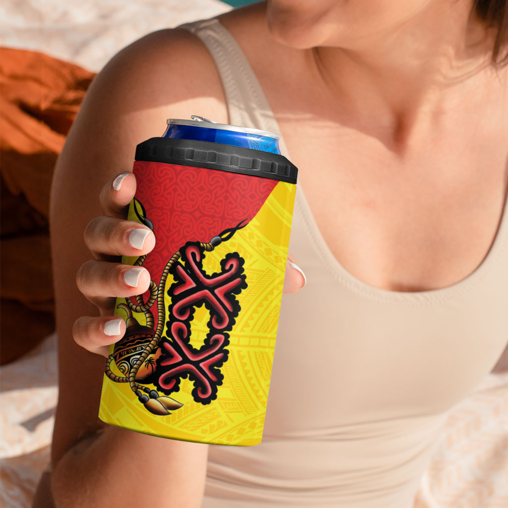 Personalised Papua New Guinea Oro Necklace 4 in 1 Can Cooler Tumbler Gold Melanesia Traditional Pattern