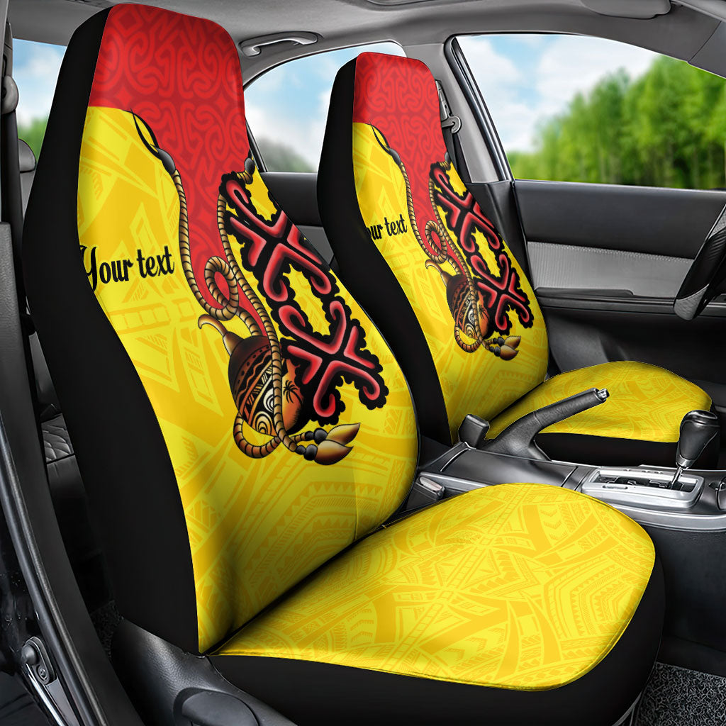 Personalised Papua New Guinea Oro Necklace Car Seat Cover Gold Melanesia Traditional Pattern