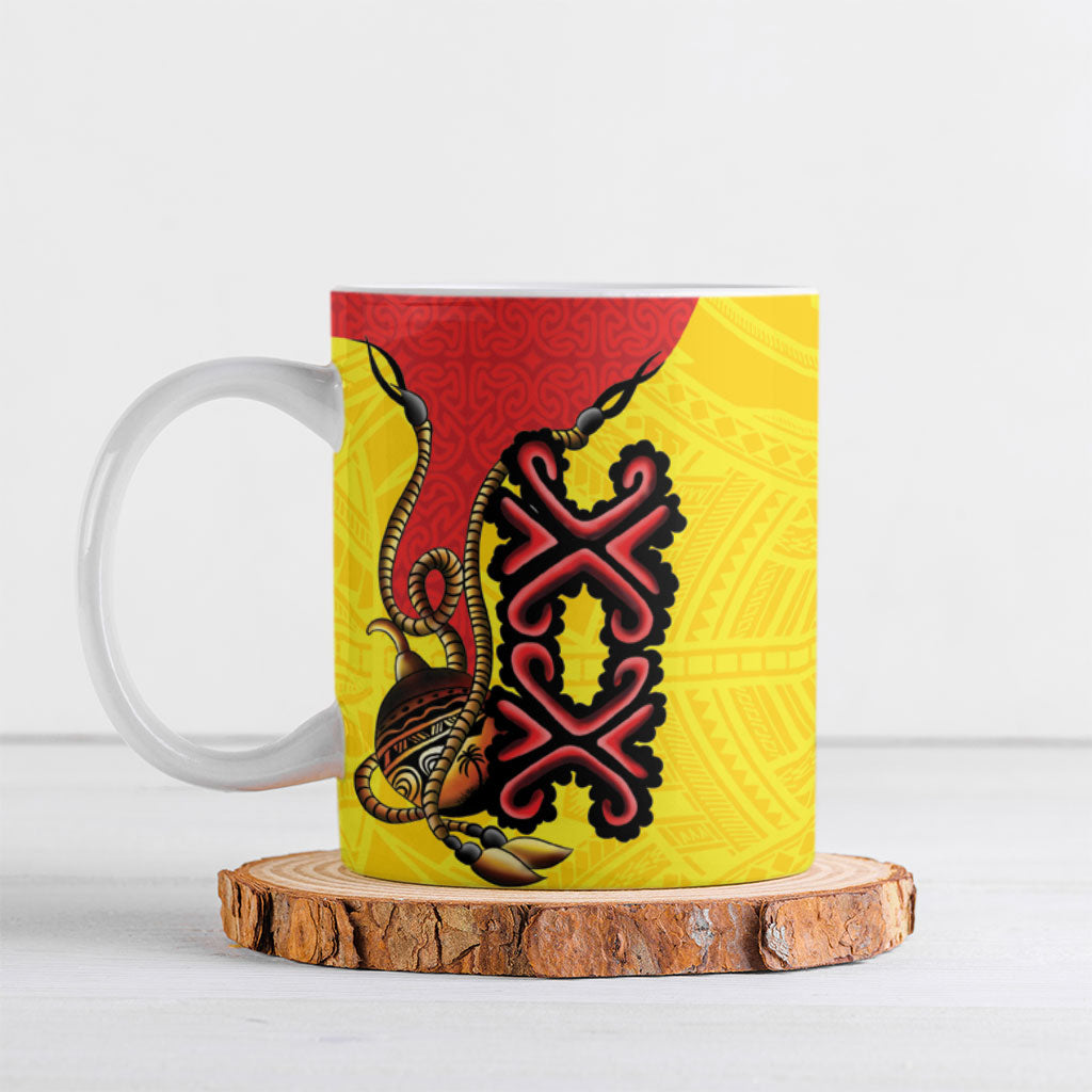 Personalised Papua New Guinea Oro Necklace Ceramic Mug Gold Melanesia Traditional Pattern