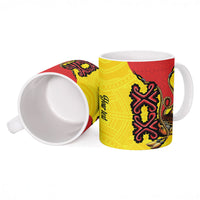 Personalised Papua New Guinea Oro Necklace Ceramic Mug Gold Melanesia Traditional Pattern