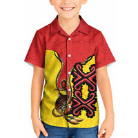 Personalised Papua New Guinea Oro Necklace Kid Hawaiian Shirt Gold Melanesia Traditional Pattern