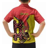 Personalised Papua New Guinea Oro Necklace Kid Hawaiian Shirt Gold Melanesia Traditional Pattern