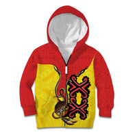 Personalised Papua New Guinea Oro Necklace Kid Hoodie Gold Melanesia Traditional Pattern
