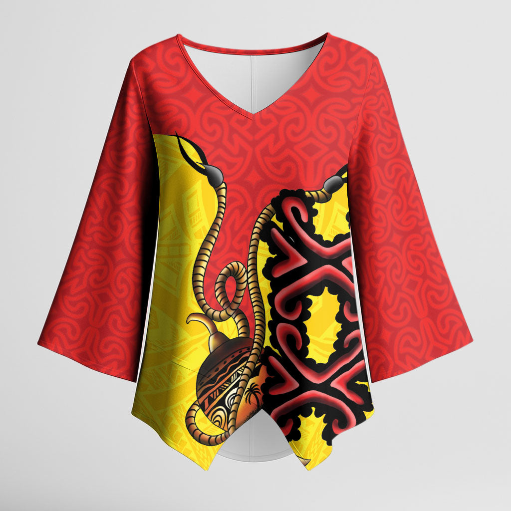 Personalised Papua New Guinea Oro Necklace Kimono Sleeve Blouse Gold Melanesia Traditional Pattern