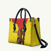 Personalised Papua New Guinea Oro Necklace Leather Bag Gold Melanesia Traditional Pattern