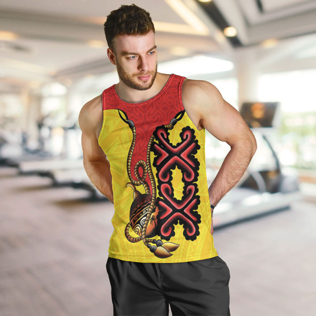 Personalised Papua New Guinea Oro Necklace Men Tank Top Gold Melanesia Traditional Pattern