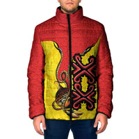 Personalised Papua New Guinea Oro Necklace Padded Jacket Gold Melanesia Traditional Pattern