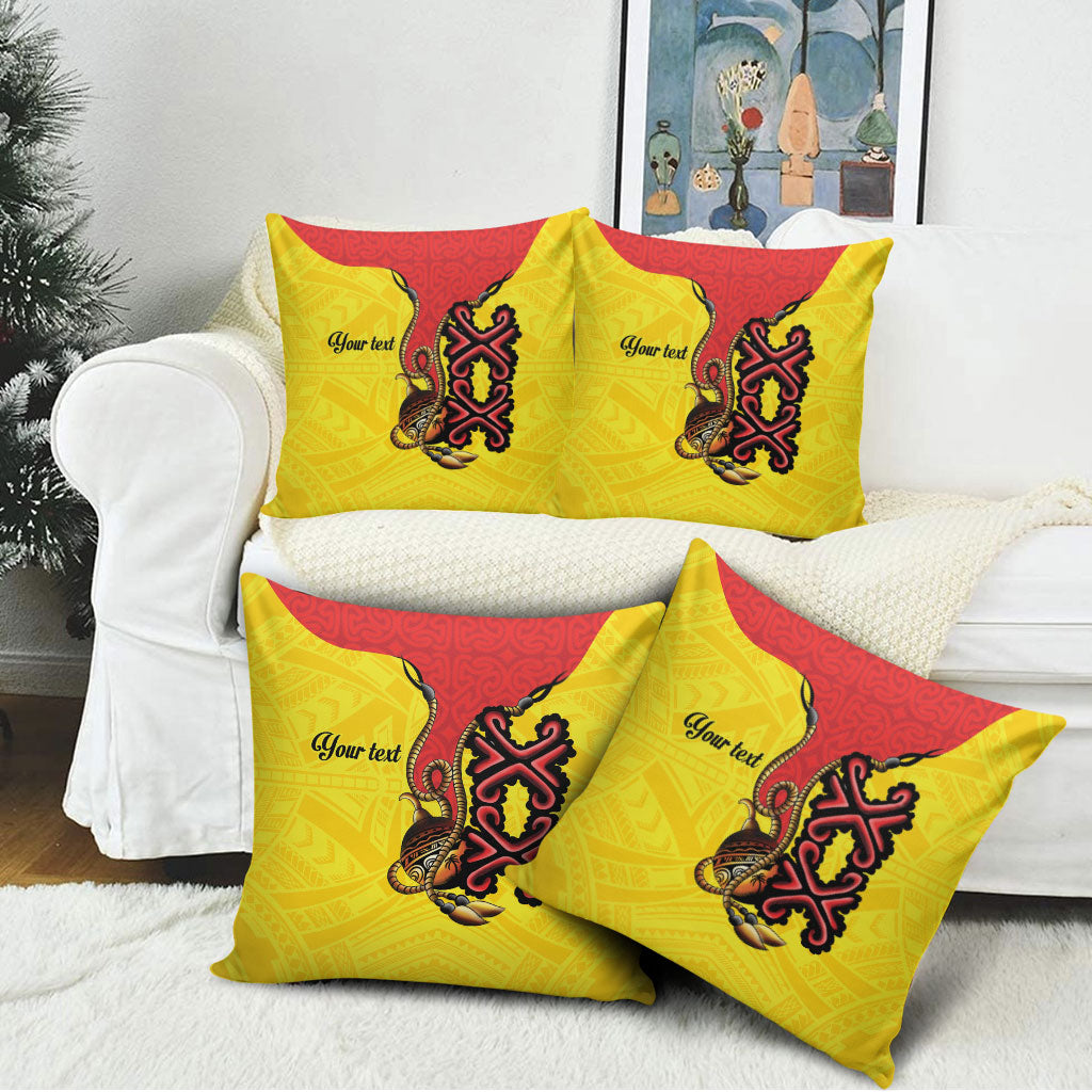 Personalised Papua New Guinea Oro Necklace Pillow Cover Gold Melanesia Traditional Pattern