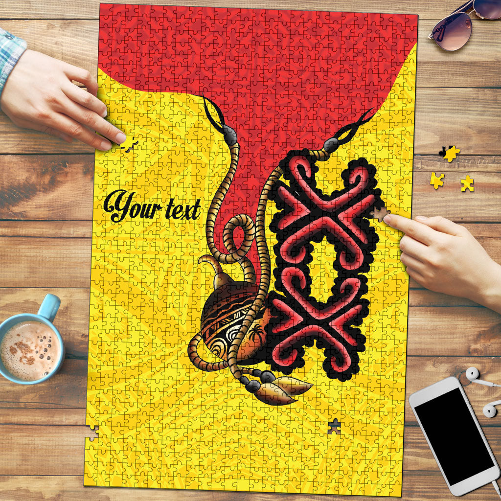 Personalised Papua New Guinea Oro Necklace Puzzle Gold Melanesia Traditional Pattern