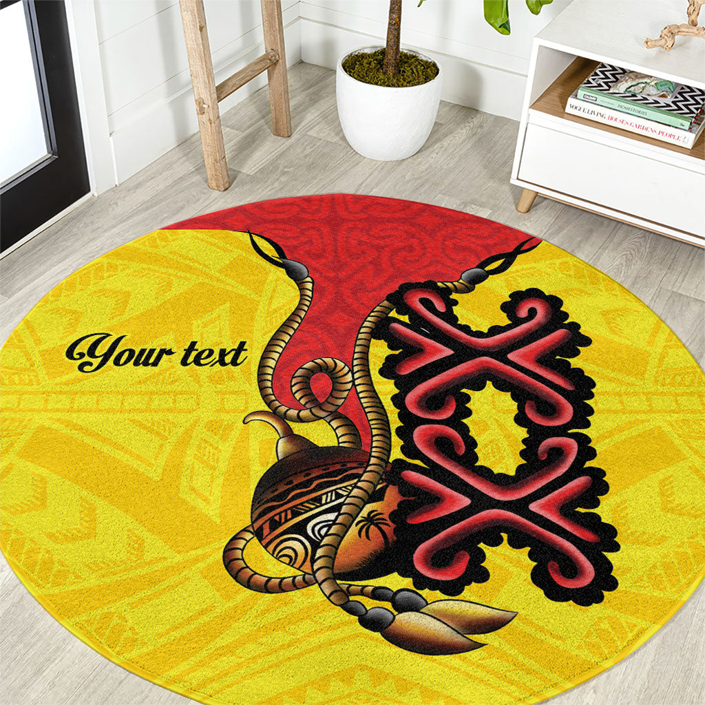 Personalised Papua New Guinea Oro Necklace Round Carpet Gold Melanesia Traditional Pattern