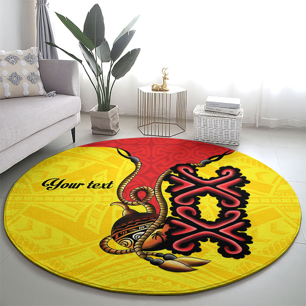Personalised Papua New Guinea Oro Necklace Round Carpet Gold Melanesia Traditional Pattern