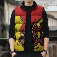 Personalised Papua New Guinea Oro Necklace Sleeveless Puffer Jacket Gold Melanesia Traditional Pattern