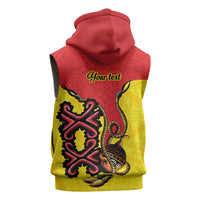 Personalised Papua New Guinea Oro Necklace Sleeveless Zip Hoodie Gold Melanesia Traditional Pattern