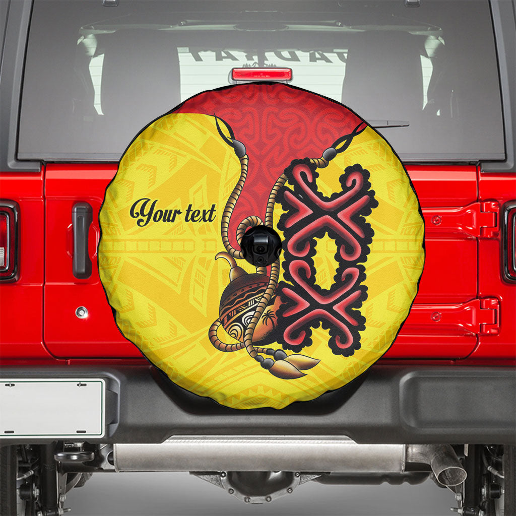 Personalised Papua New Guinea Oro Necklace Spare Tire Cover Gold Melanesia Traditional Pattern