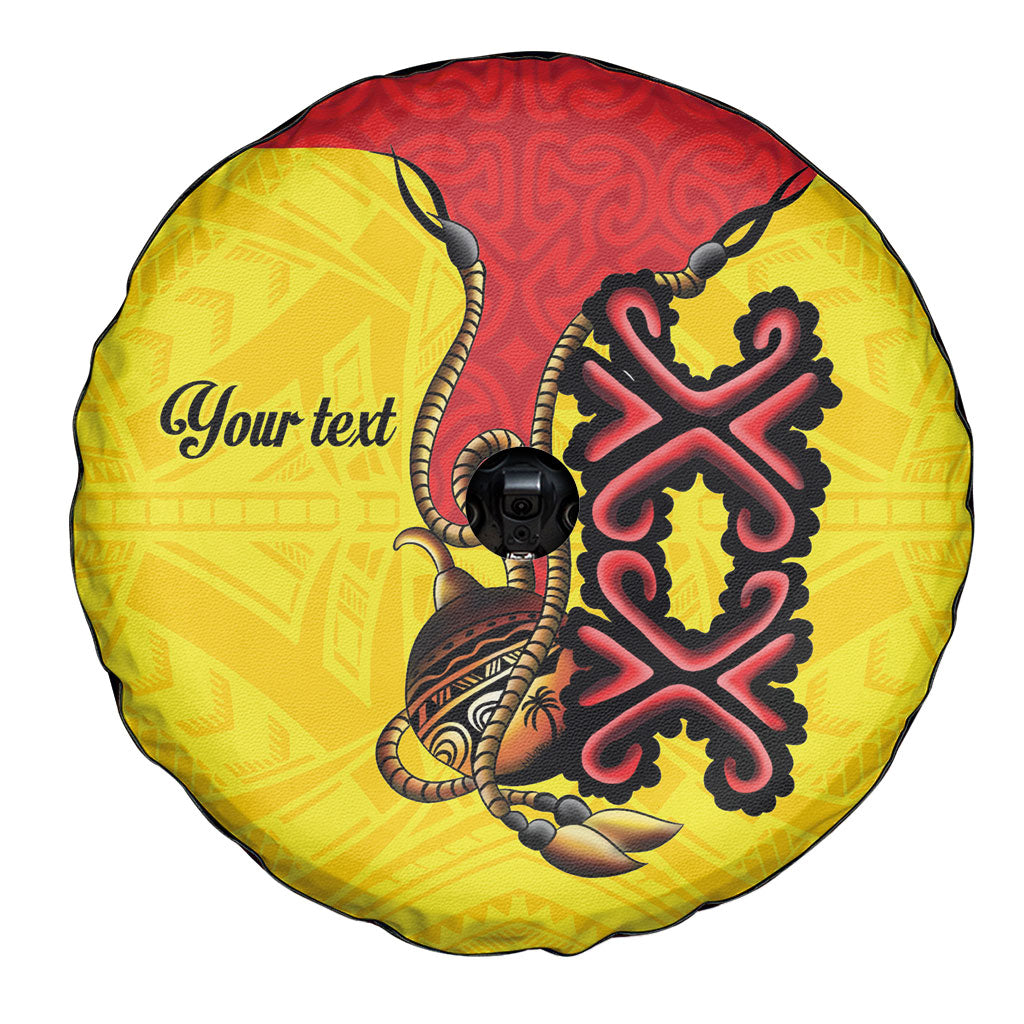 Personalised Papua New Guinea Oro Necklace Spare Tire Cover Gold Melanesia Traditional Pattern