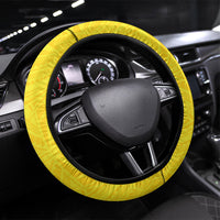 Papua New Guinea Oro Necklace Steering Wheel Cover Gold Melanesia Traditional Pattern