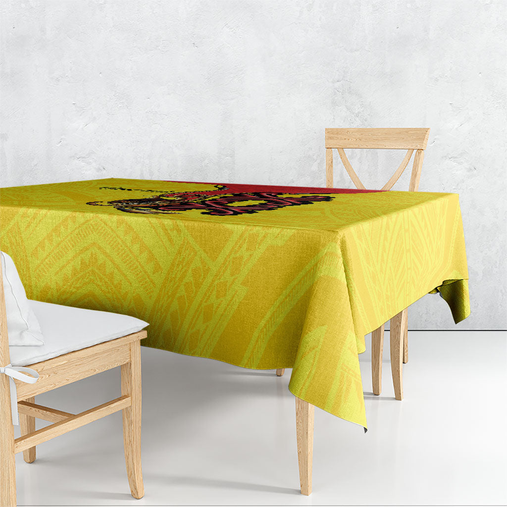 Personalised Papua New Guinea Oro Necklace Tablecloth Gold Melanesia Traditional Pattern